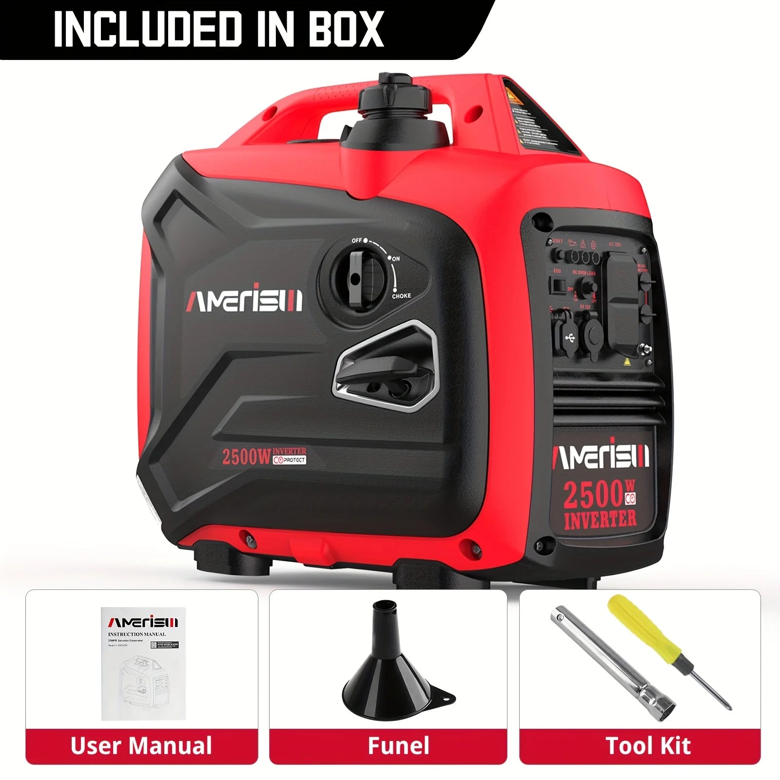 Super Quiet 2500/3800/5000-Watt Gas Powered Portable Inverter Generator with CO Sensor