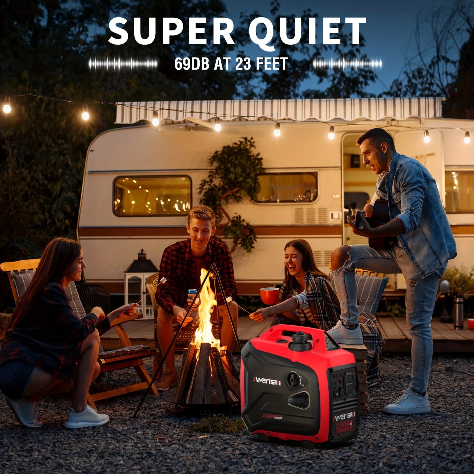 Super Quiet 2500/3800/5000-Watt Gas Powered Portable Inverter Generator with CO Sensor