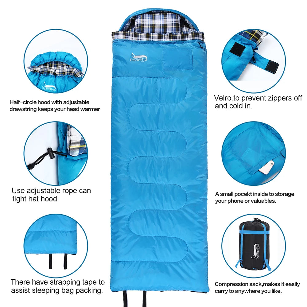 Soft Flannel Sleeping Bags with Pillow for Adult and Kids