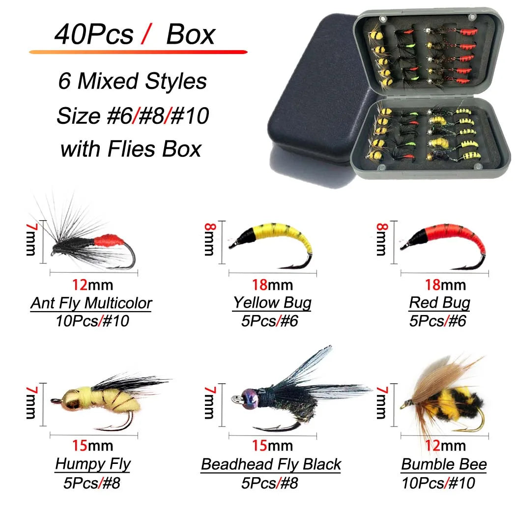 24/40/84/114pcs with Dry/Wet Flies Fly Fishing Flies Kit Fly Assortment Trout Bass Fishing with Fly Box