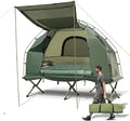 Raised Camping Cot - 5 in 1 Off Ground Elevated with Air Mattress, Sleeping Bag & Pillow,