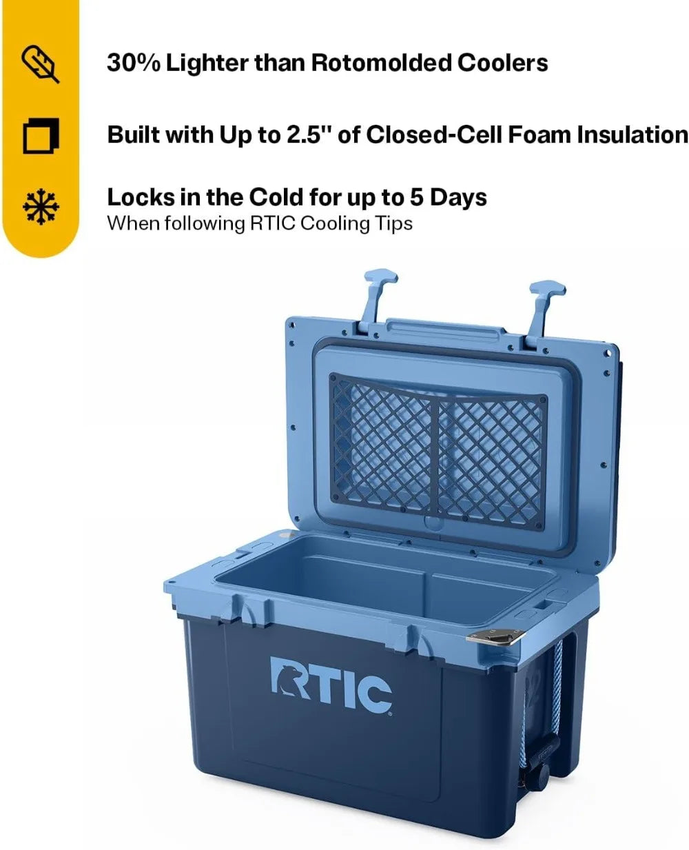 32QT Ultra-Light Hard Cooler 30% Lighter Insulated Ice Chest