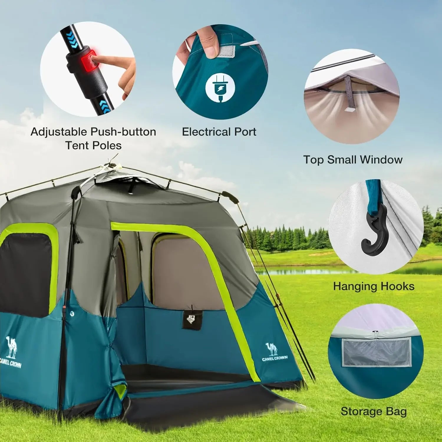 Instant Tents for Camping 4-6 Person Waterproof Easy Setup Sets Up in 60 Seconds