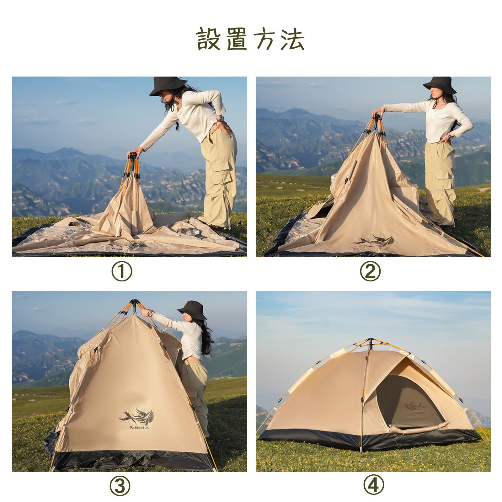 2-4 Person Camping Windproof Tents, Easy To Set Up,