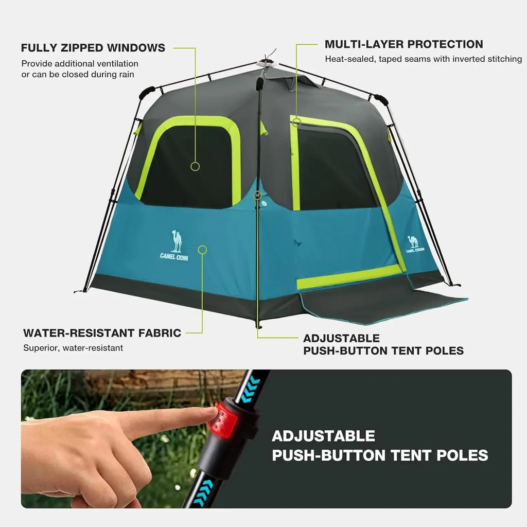 Instant Tents for Camping 4-6 Person Waterproof Easy Setup Sets Up in 60 Seconds