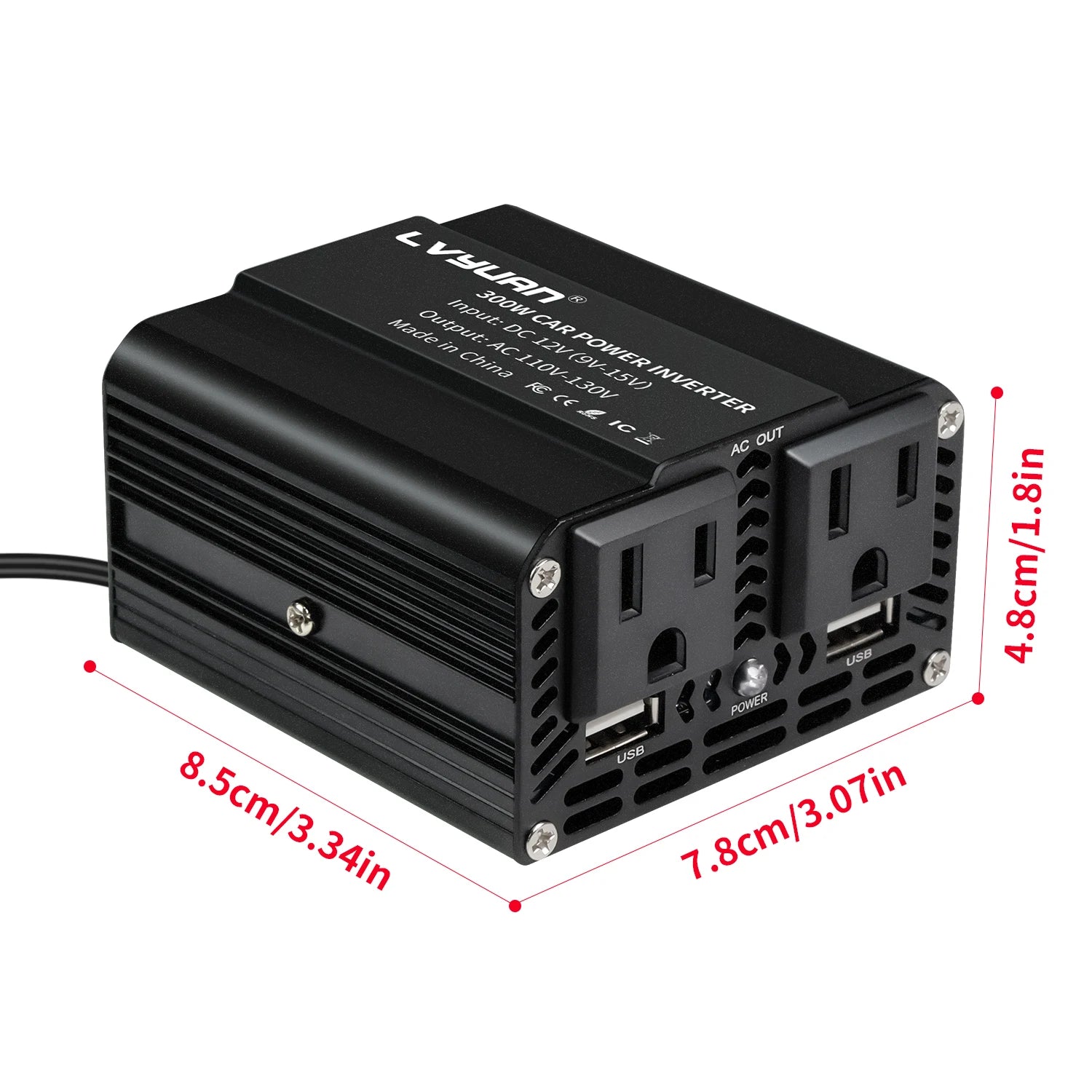 300W Car Power Inverter DC 12V To AC 110V 220V Dual USB Car Adapter