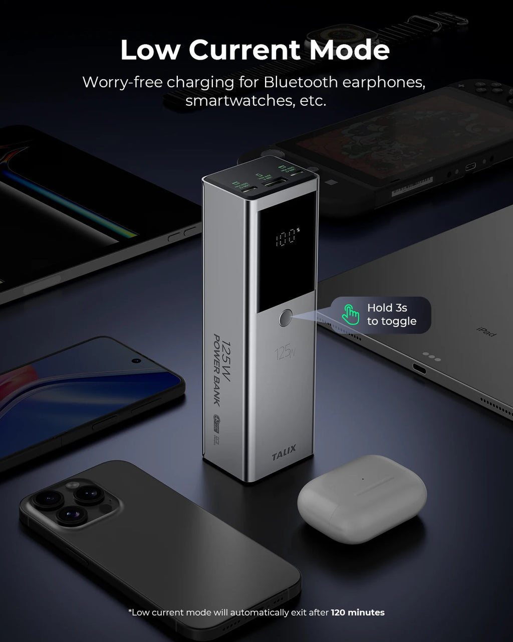 125W power bank fast charging 12800mAh USB C Flight-Approved Travel for iPhone 17/16 Series MacBook Samsung