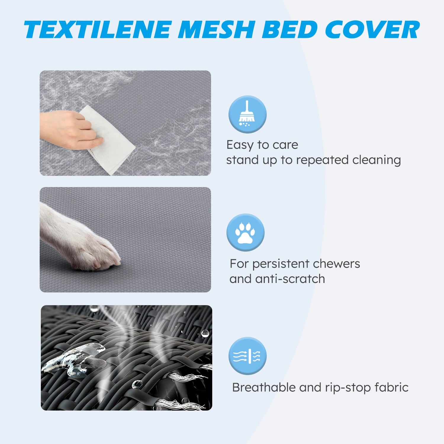 Elevated Dog Bed, Cooling Raised Pet Cot with Chew Proof Washable Breathable Mesh and Metal Frame,