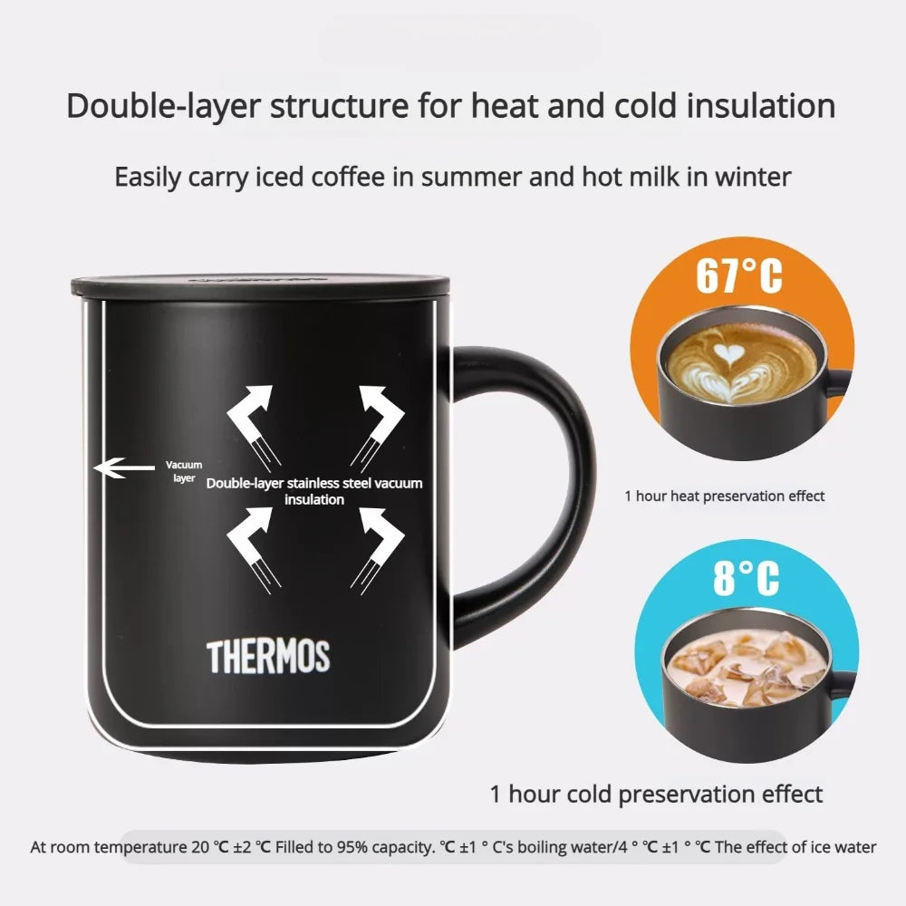 THERMOS Mug 450ml Handle Mug, Keep Cold & Keep Hot Stainless Steel Thermos,