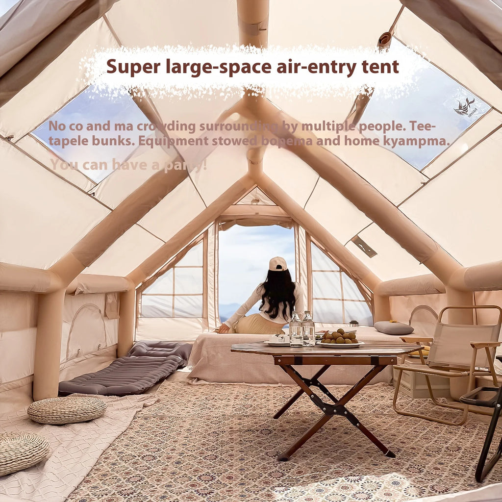 Inflatable, Luxury Camping Tents  With Stove Plug, 4/6/8 Person Family Camping