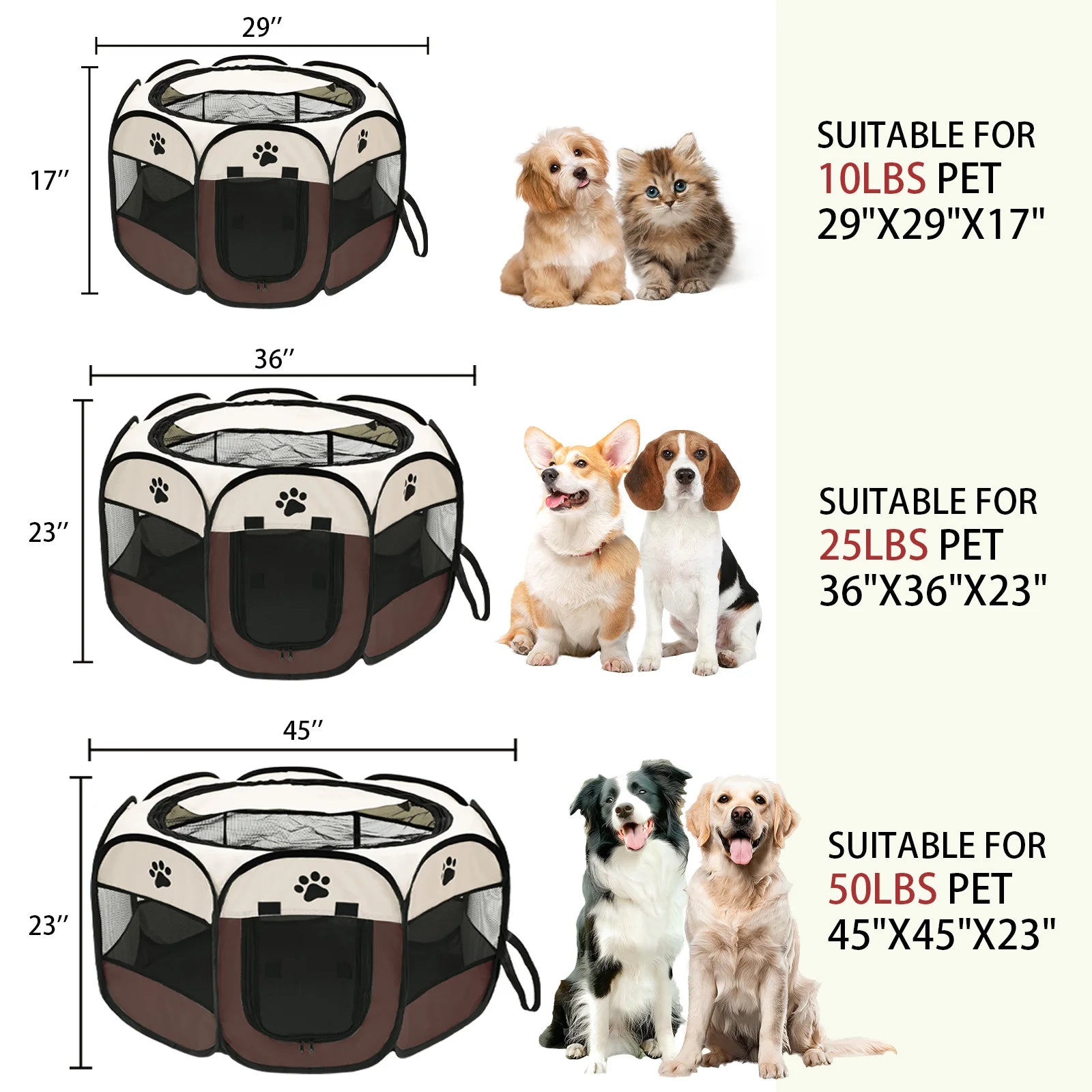 Foldable Pet Playpen for Dogs & Cats