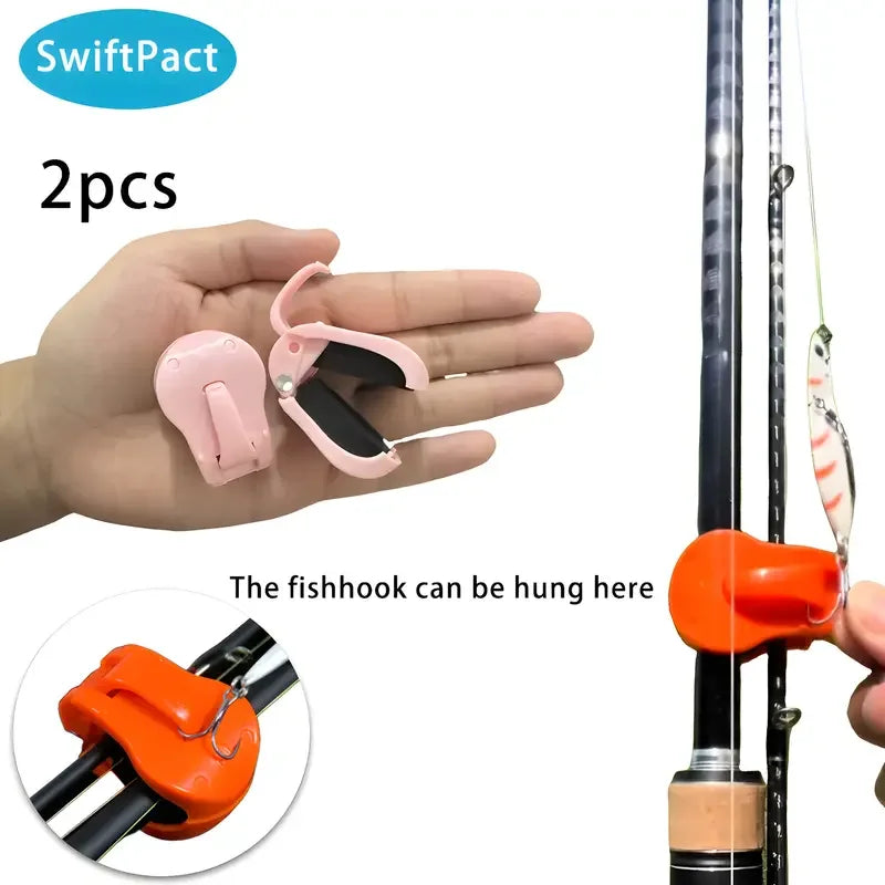 2pcs Quick-Attach Fishing Rod Clip - Tool-Free 1-Hand Holder for 2-Piece Freshwater Rods, Secure Grip Tackle Organizer