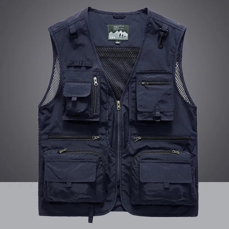 14 Pockets Summer New Men US Tactical Hiking Fishing Vest Mens Photographer Waistcoat Mesh Cargo Sleeveless Jacket Tool Vest