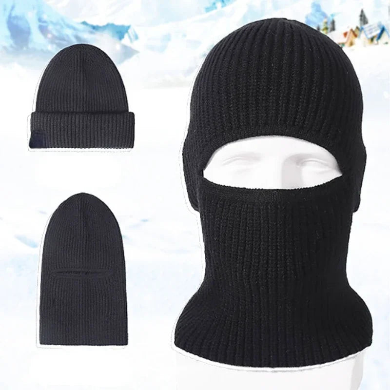 Winter Mask Beanies, Warm Knitted  Hats, Windproof Solid Full Face Ski Bonnet
