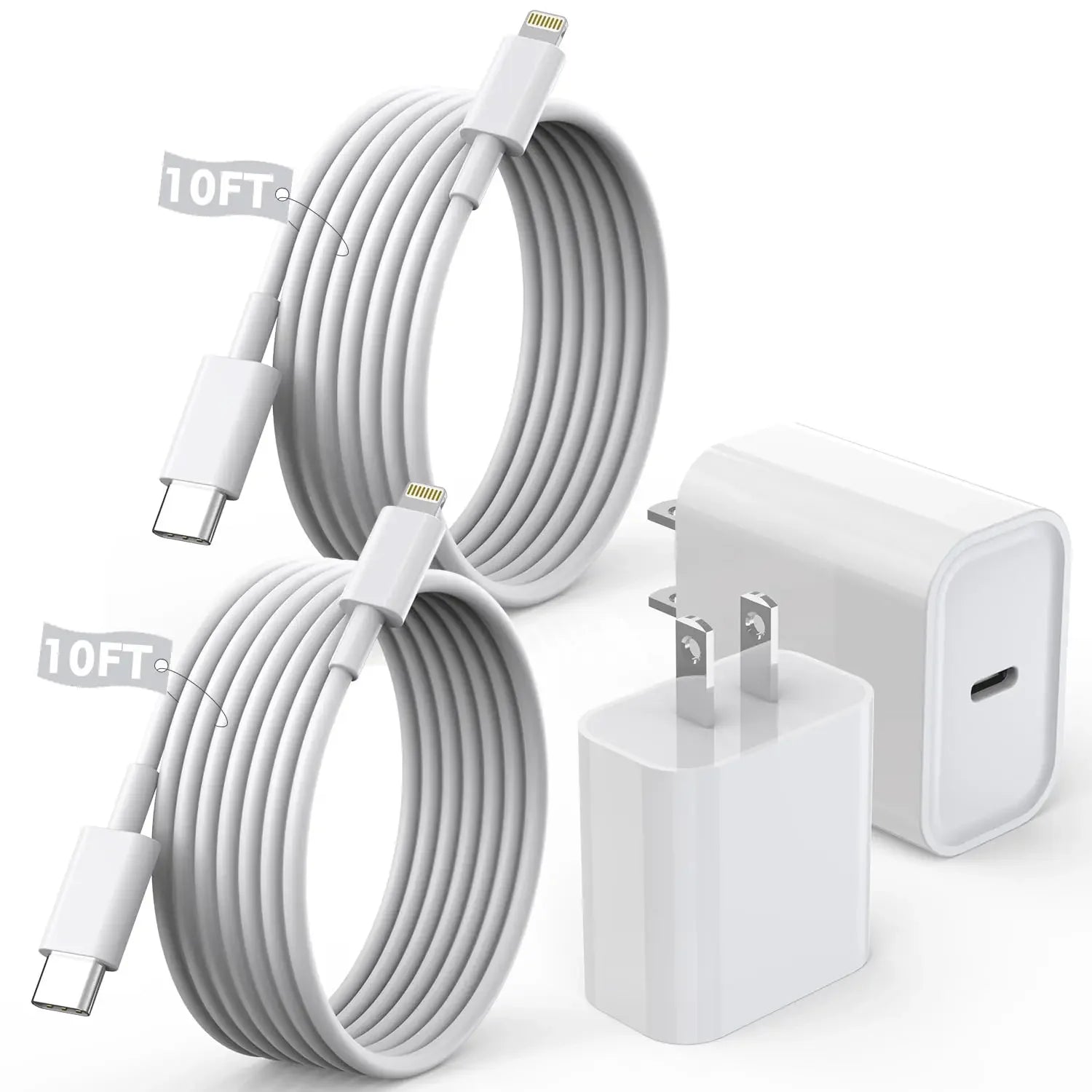 iPhone Charger Fast Charging 2Pack 20W USBC Charger + 10Ft Lightning Cable for iPhone14/Pro/Pro Max/Plus/13/12/11/XS/XR/X/SE