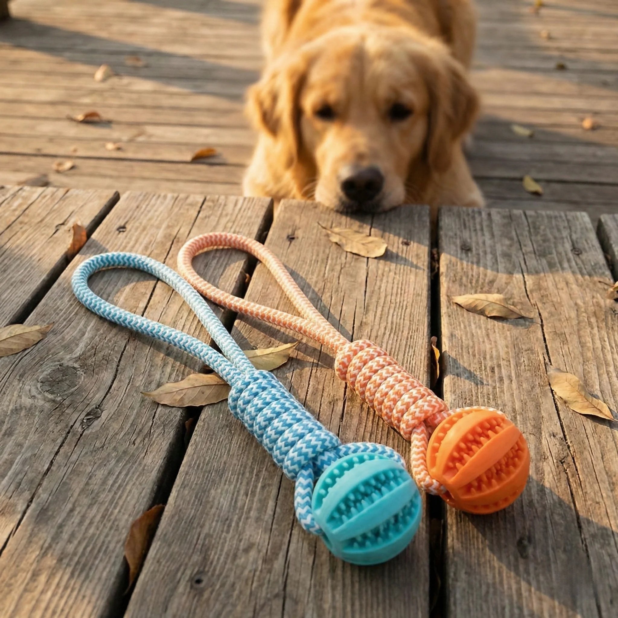 1-Pack Dog Puzzle Toy with Rope Handle - 18×5cm Treat Dispensing Rubber Ball, Mental Stimulation Toy for Boredom Relief
