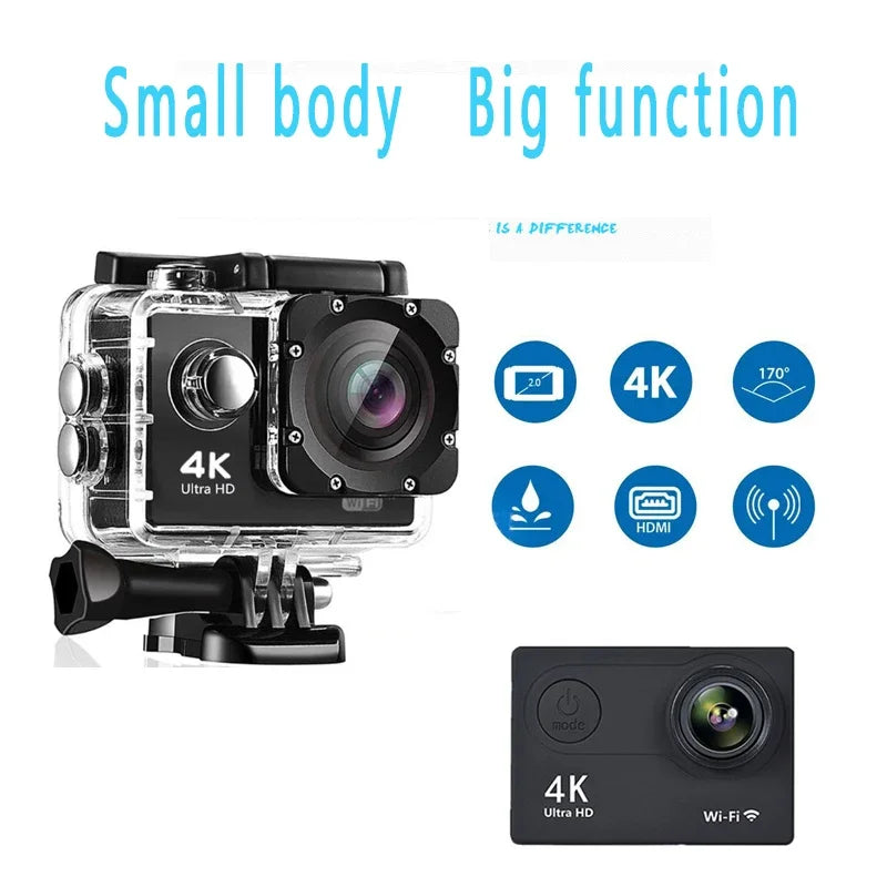 Action Camera Ultra HD 4K/30fps WiFi 2.0-inch 170D Underwater Waterproof Video Recorder