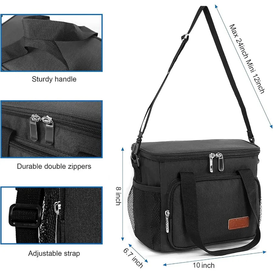 Leakproof Lunch Cooler Bag with Adjustable Strap Freezable Insulated Lunch Tote