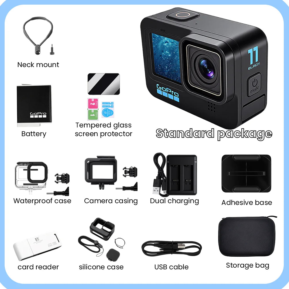 Gopro Hero 11 Black Action Camera Hyper Smooth 5.0 Cycling Record Night Scene Shooting Professional Helmet Camera