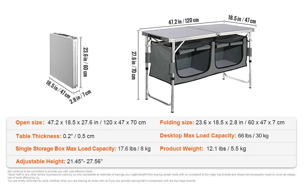 Camping Kitchen Table Quick set-up Folding Camping Table Camping RV Traveling