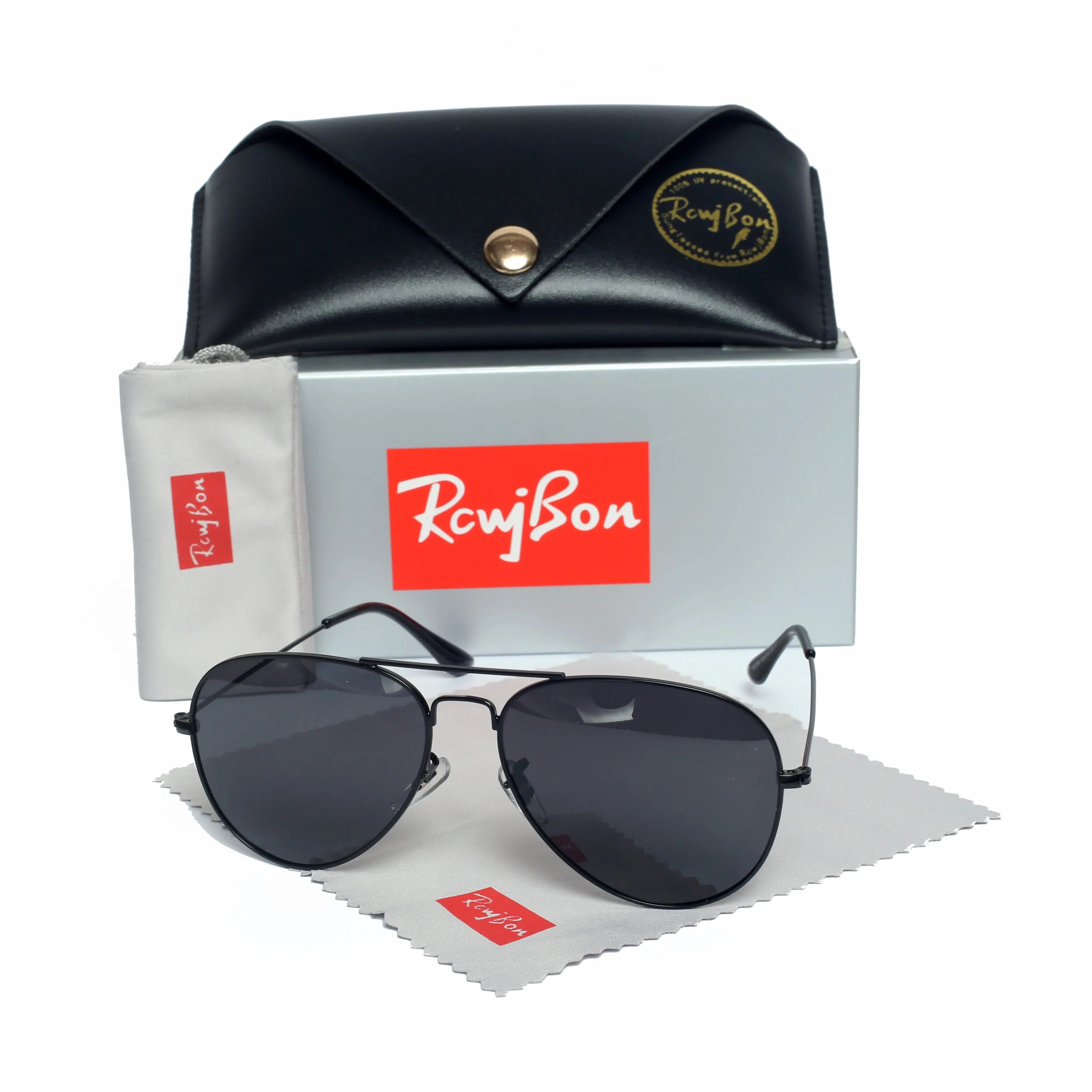 Classic Pilot Polarized Sunglasses Metal Black Aviation UV400