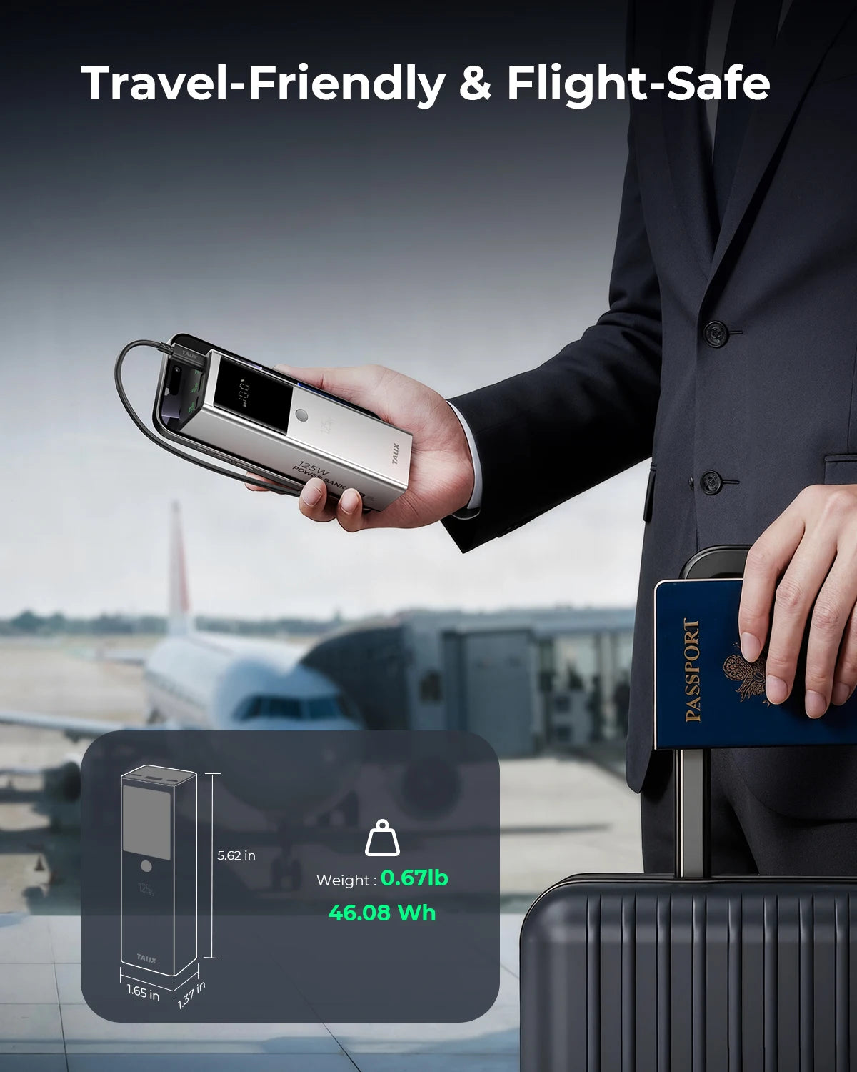 125W power bank fast charging 12800mAh USB C Flight-Approved Travel for iPhone 17/16 Series MacBook Samsung