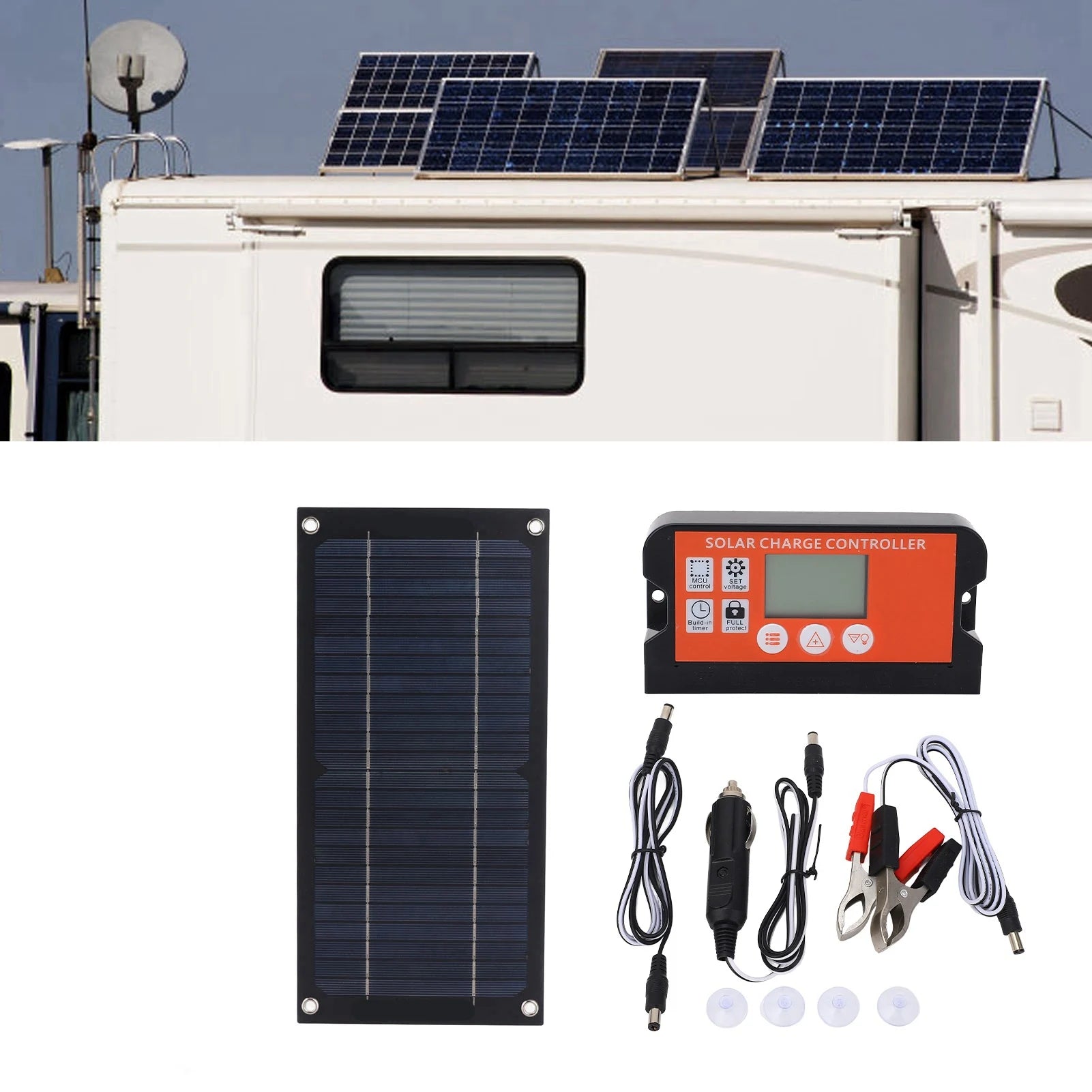 Portable 600W Solar Panel Charger Monocrystalline Silicon 100A Charge Controller Durable Solar Panel Kit for RV Outdoor Camping
