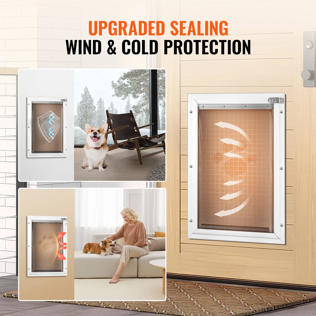 Pet Door Aluminum Frame with Lock and Flap System Weatherproof