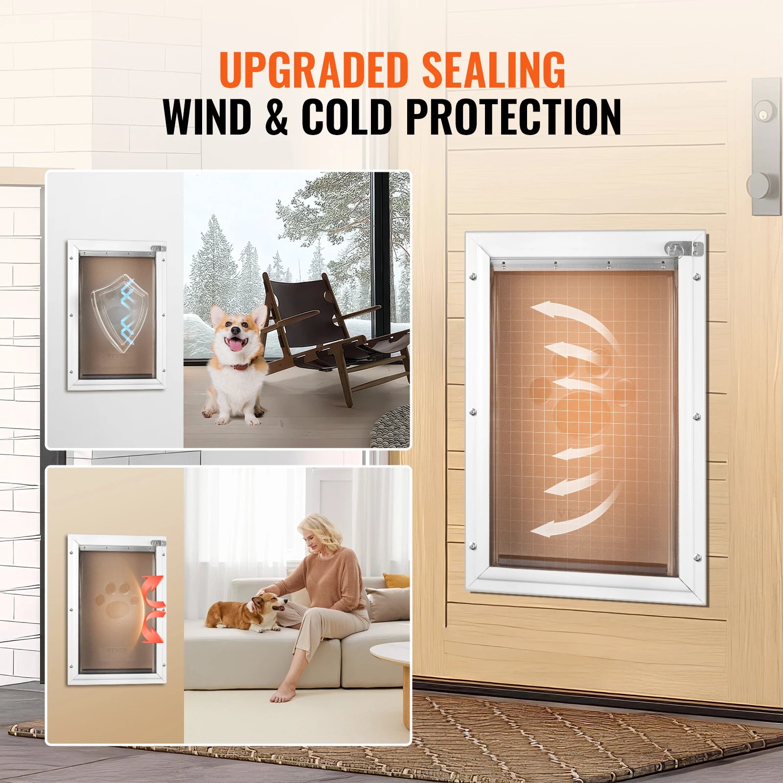 Pet Door Aluminum Frame with Lock and Flap System Weatherproof