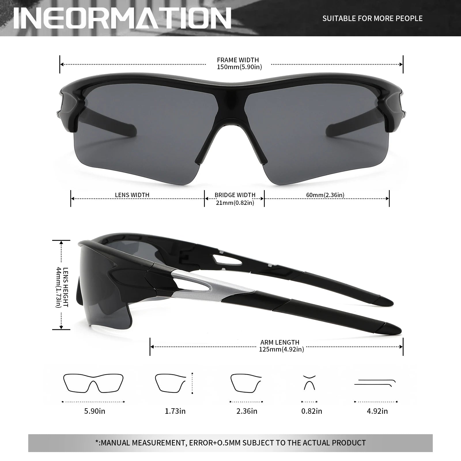 UV400 Protective Sports Eyewear - Lightweight Full-Cover Lens