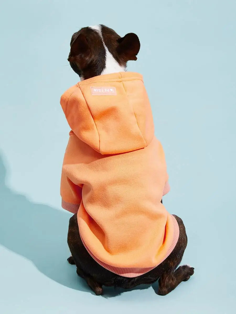 Orange Solid Color Pet Hoodie for Dogs – Cozy All-Season Wear
