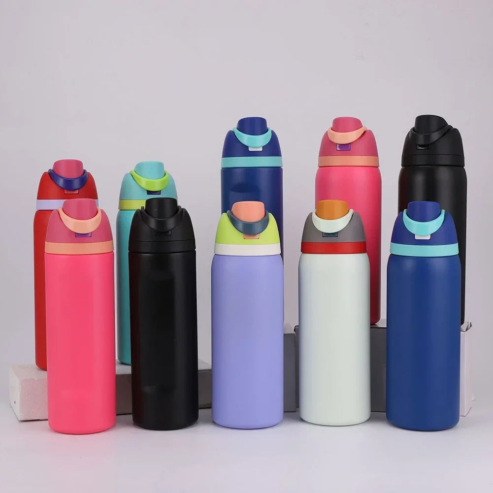 24/32oz Straw Double-Layer Insulated Cup 304 Stainless Steel Sports Water Bottle