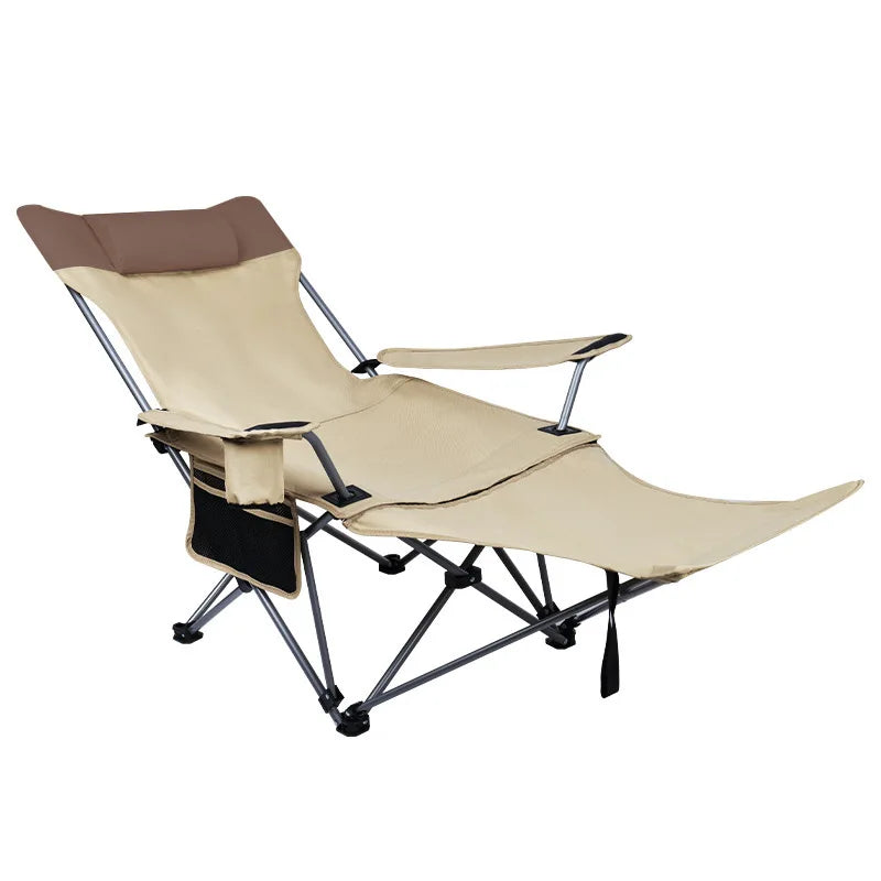 Outdoor Camping Folding Chair Portable Footrest 2-In-1 Reclining Leisure Chair - Lightweight Waterproof