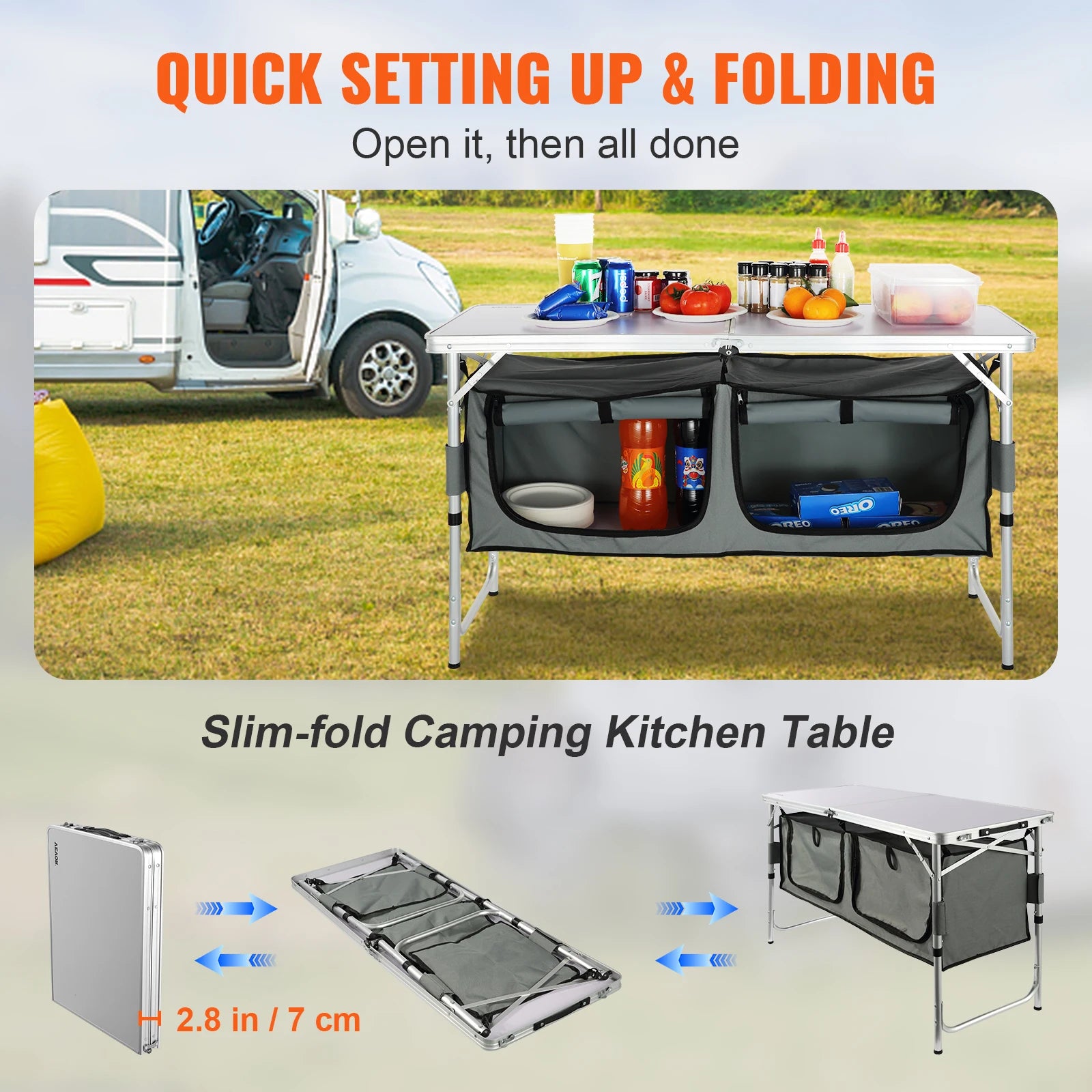 Camping Kitchen Table Quick set-up Folding Camping Table Camping RV Traveling