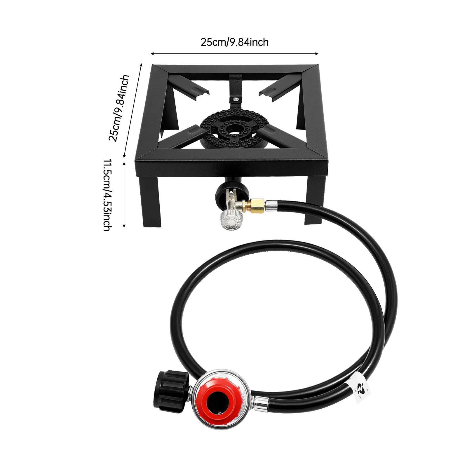 Portable Double Burner Outdoor Gas Stove Propane Cooker with Adjustable 0-10Psi Regulator Hose for Patio Camping,