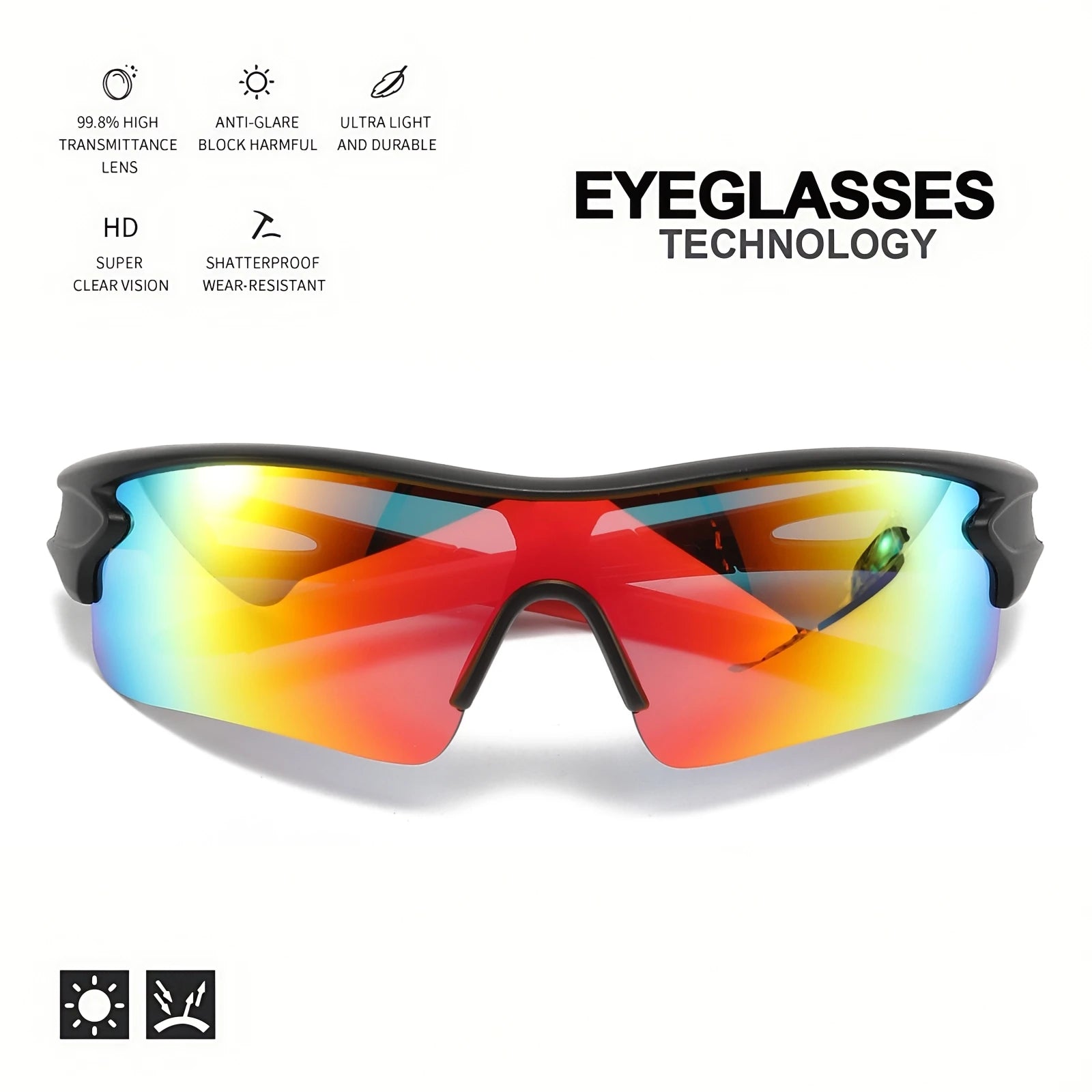 UV400 Protective Sports Eyewear - Lightweight Full-Cover Lens