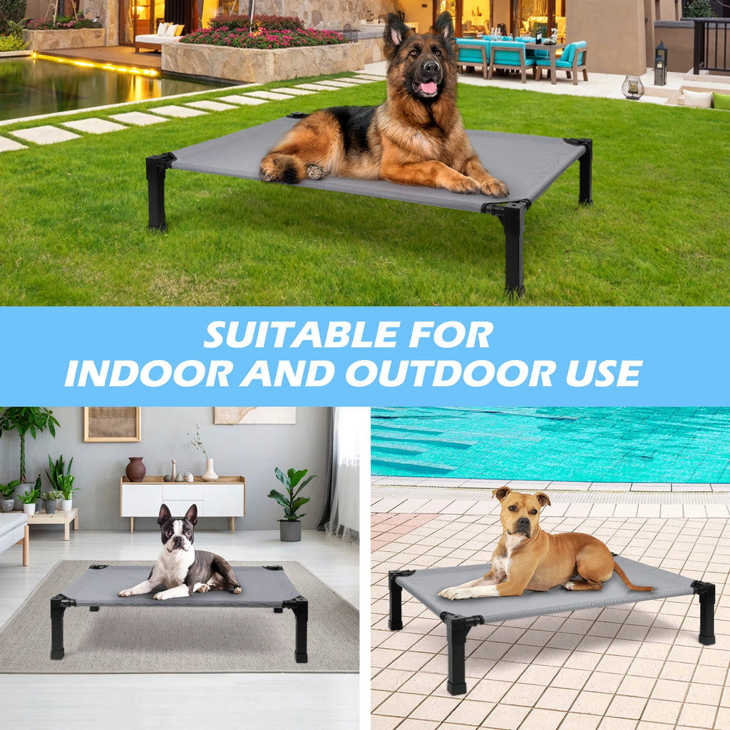 Elevated Dog Bed, Cooling Raised Pet Cot with Chew Proof Washable Breathable Mesh and Metal Frame,
