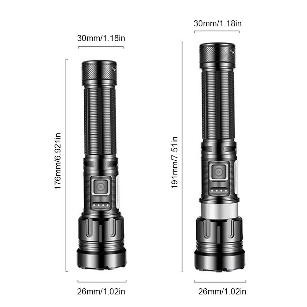 Flashlight LED Outdoor Lantern 1200mAh Type-C USB Rechargeable Waterproof Camping Fishing Lighting