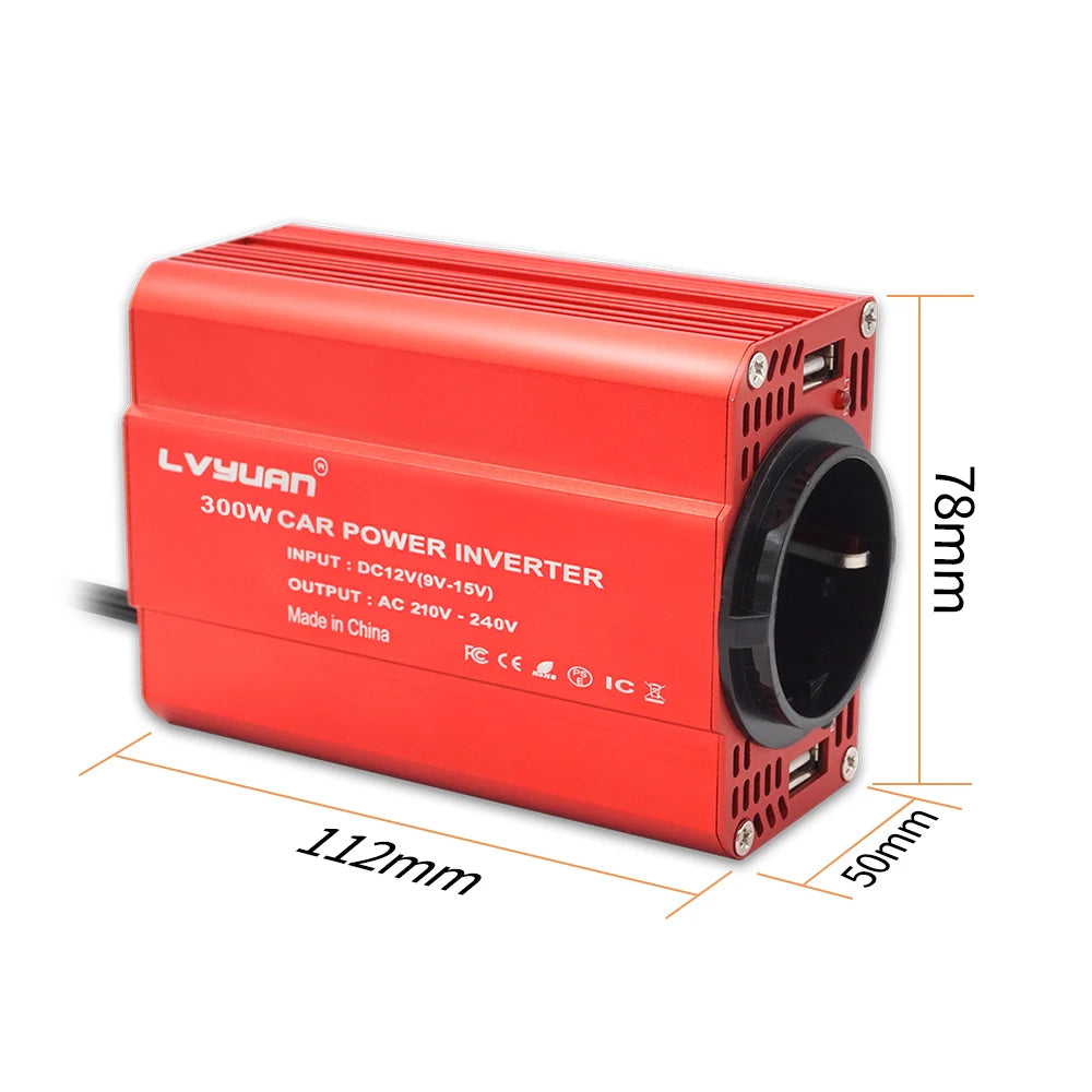 300W Car Power Inverter DC 12V To AC 110V 220V Dual USB Car Adapter