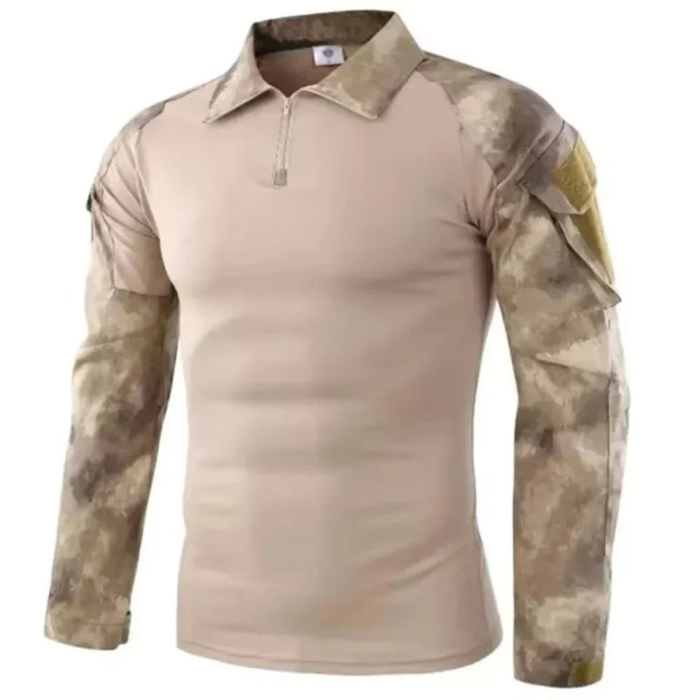 Men Combat Military Army CP Camouflage Long Sleeve Hunting Climbing Shirt Cotton