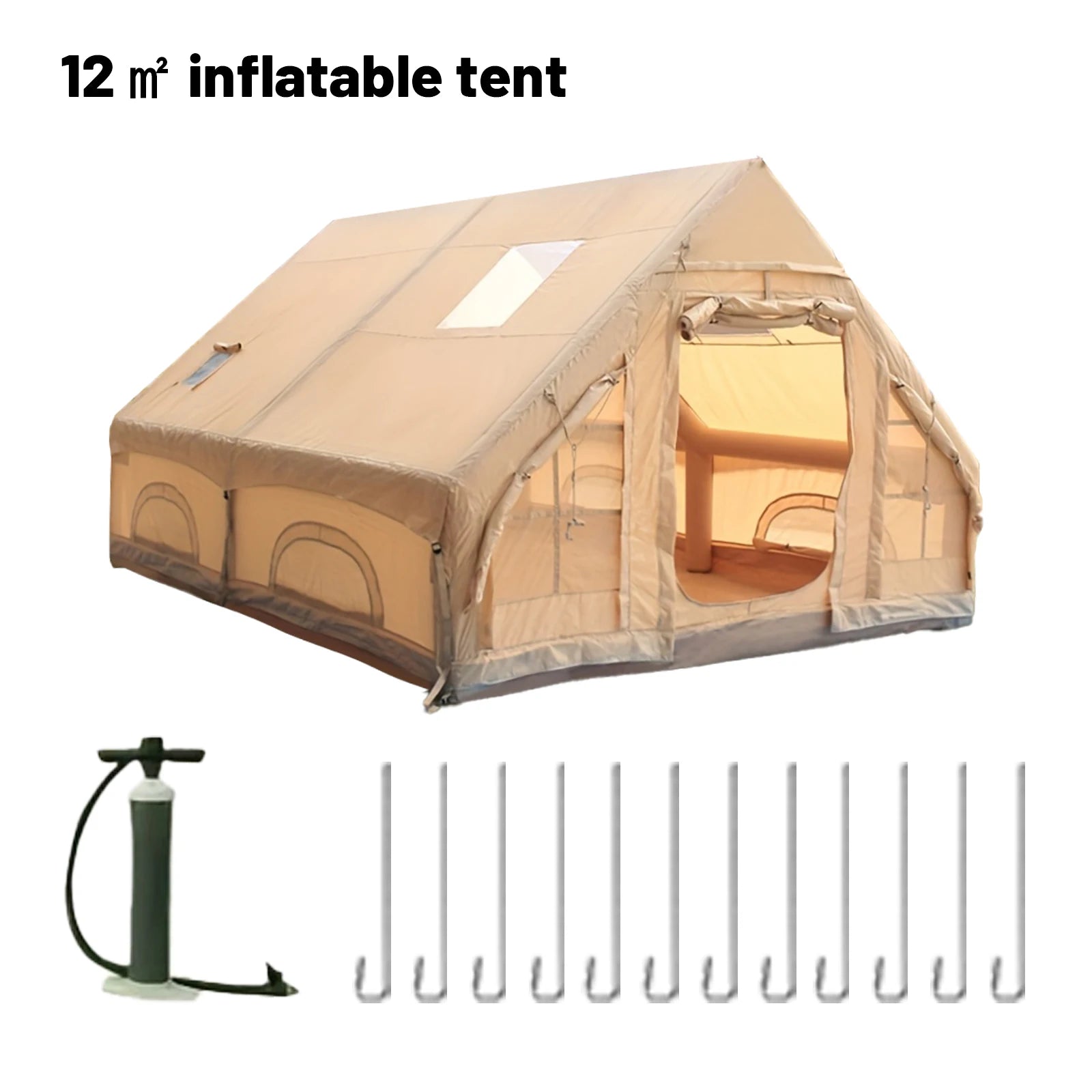 Inflatable, Luxury Camping Tents  With Stove Plug, 4/6/8 Person Family Camping