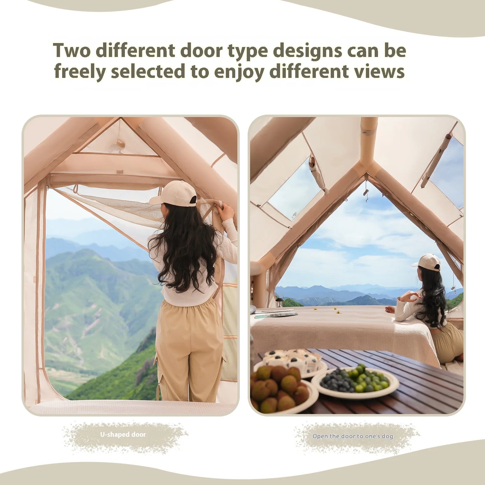 Inflatable, Luxury Camping Tents  With Stove Plug, 4/6/8 Person Family Camping