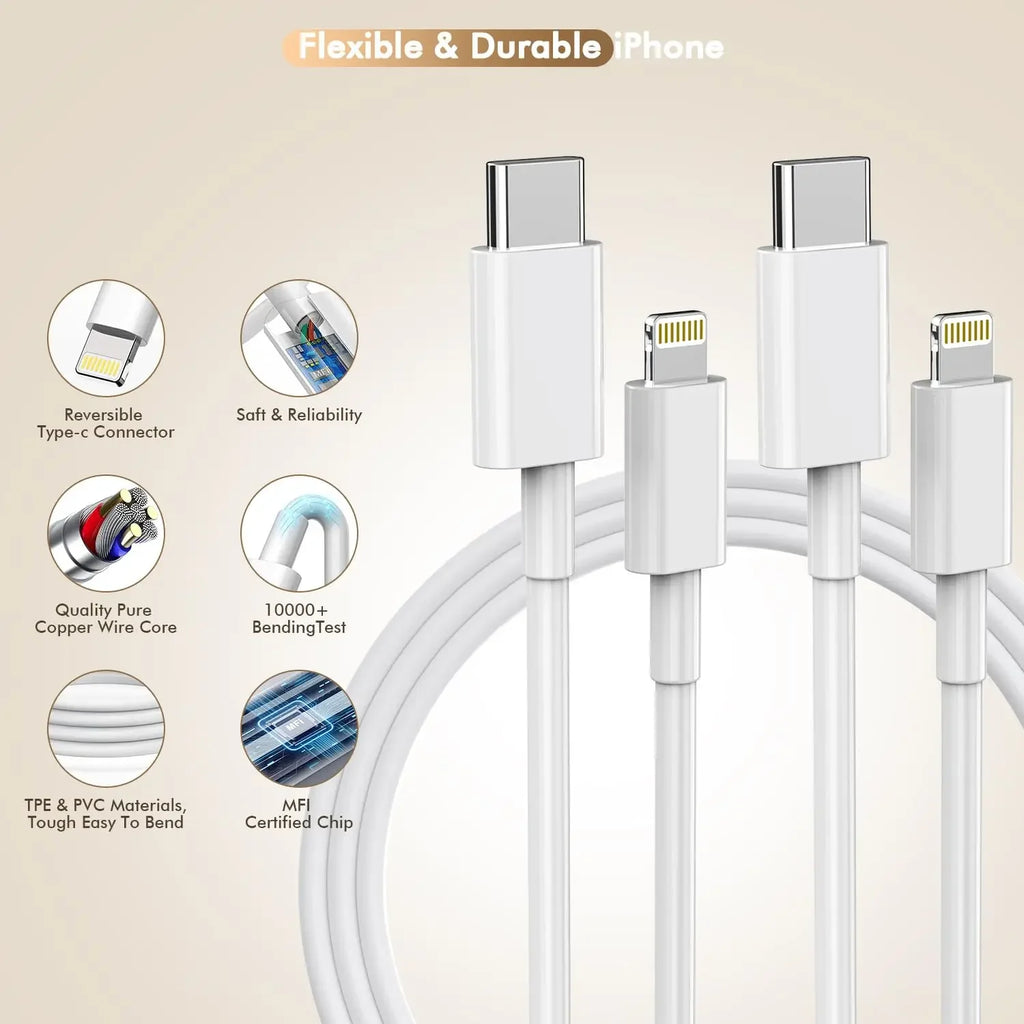 iPhone Charger Fast Charging 2Pack 20W USBC Charger + 10Ft Lightning Cable for iPhone14/Pro/Pro Max/Plus/13/12/11/XS/XR/X/SE