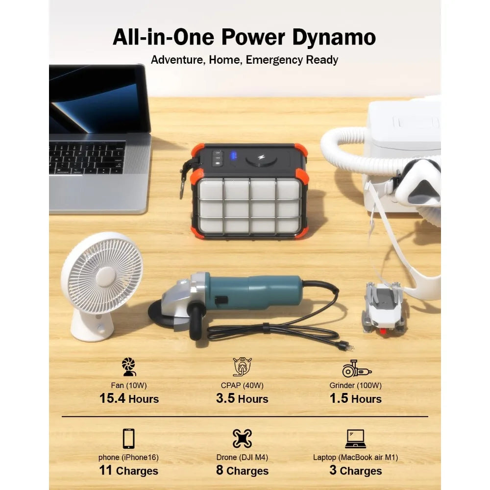 Portable Power Station 153Wh Camping Small Solar Generator with Hand Crank 120V 150W  Charger for Outdoor Travel
