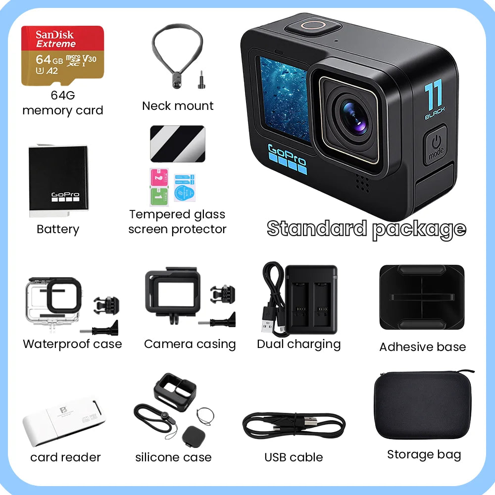 Gopro Hero 11 Black Action Camera Hyper Smooth 5.0 Cycling Record Night Scene Shooting Professional Helmet Camera