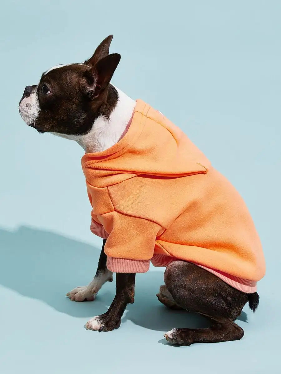 Orange Solid Color Pet Hoodie for Dogs – Cozy All-Season Wear