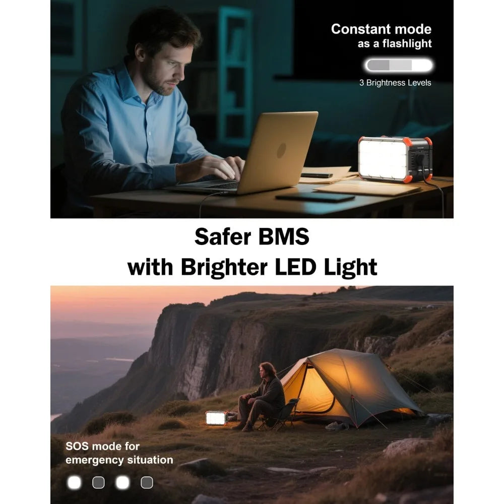 Portable Power Station 153Wh Camping Small Solar Generator with Hand Crank 120V 150W  Charger for Outdoor Travel