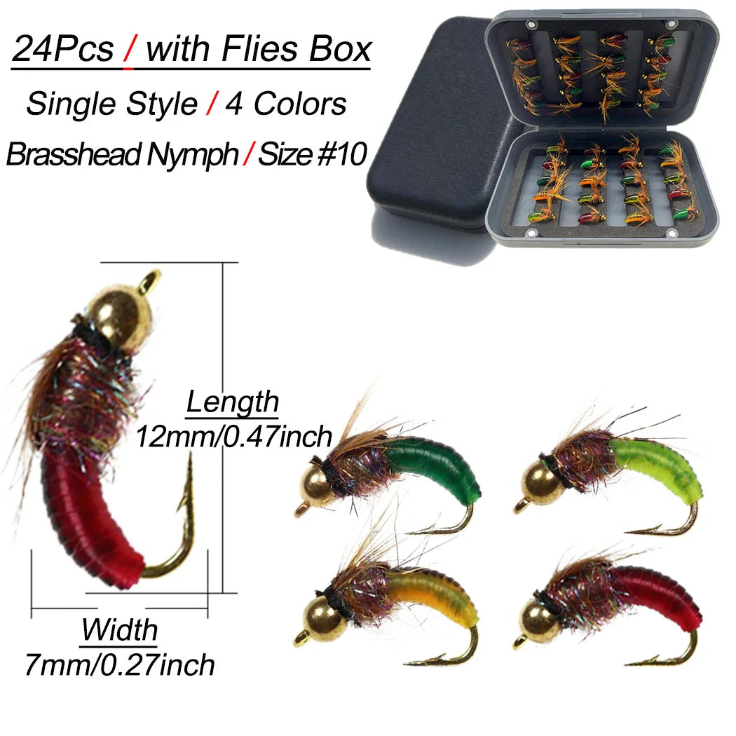24/40/84/114pcs with Dry/Wet Flies Fly Fishing Flies Kit Fly Assortment Trout Bass Fishing with Fly Box