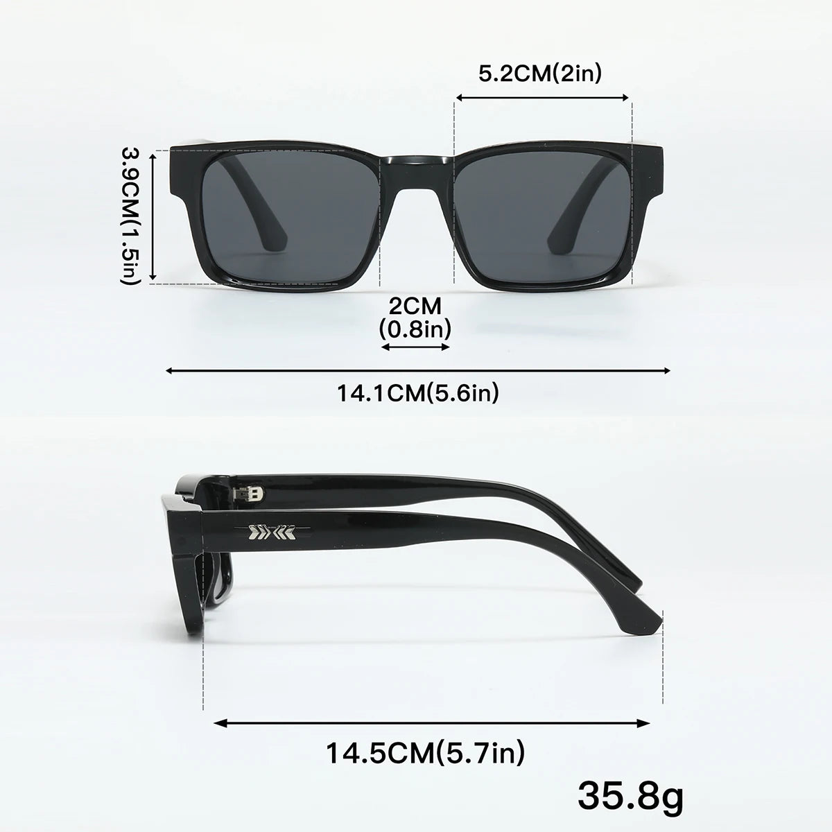 Quality Square Polarized Sunglasses, Metal Core UV400,