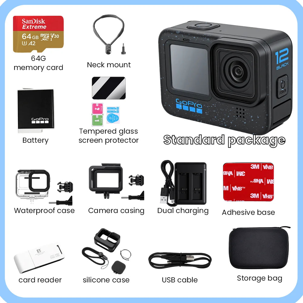 GoPro HERO12 Black Action Camera HyperSmooth 5.3K 60fps Video 27MP Go Pro12  5.3K Sport Camera